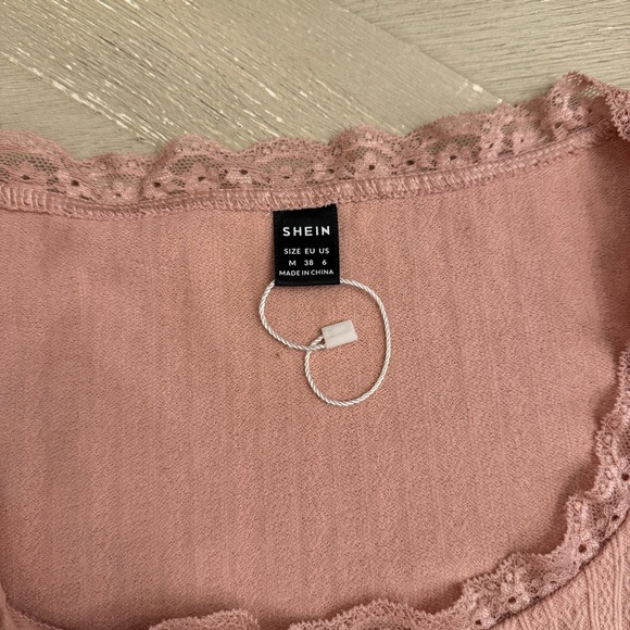 SHEIN Dusty Pink Lace-Trimmed Blouse Medium - Picture 3 of 4